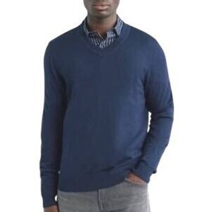 J W Nordstrom Italian Merino Wool Pullover‎ V-neck Sweater Men's Navy Large